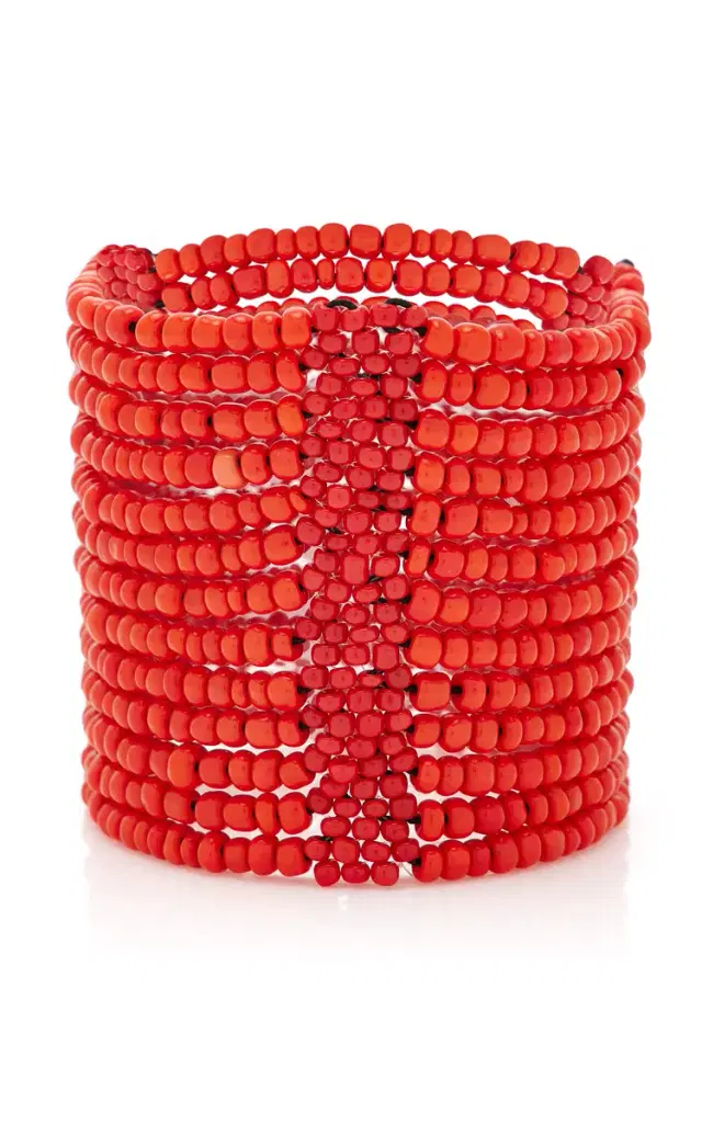 Exclusive Set Of 2 Beaded Bracelete Coral Color