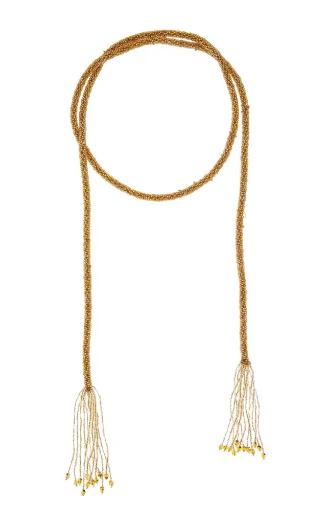 Exclusive Long Lariat Beaded Necklace Gold