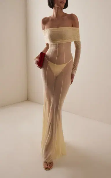 Ay Que Calor Exclusive La Isla Paloma Off-The-Shoulder Mesh Maxi Dress | Thumbnail 2
