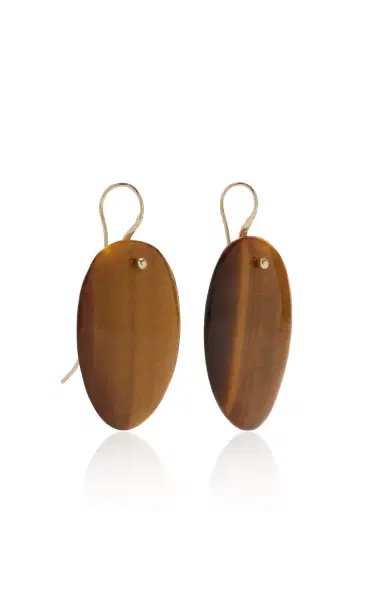 TEN THOUSAND THINGS Medium Mobile Slice Earring In Tigers Eye | Thumbnail 3 TEN THOUSAND THINGS Medium Mobile Slice Earring In Tigers Eye | Thumbnail 3