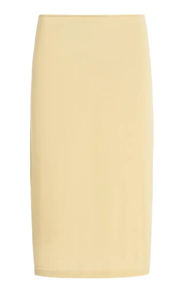 Ziah Cotton-Blend Sheer Knit Midi Skirt