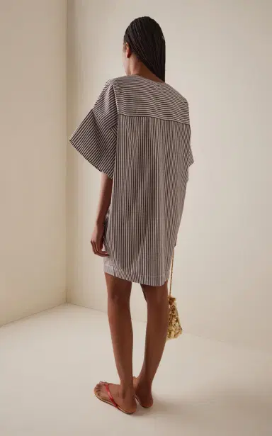 DES_PHEMMES Exclusive La Isla Cocoon Striped Cotton-Poplin Mini Dress | Thumbnail 4