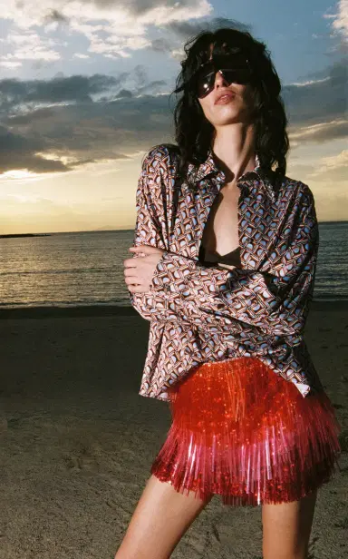 DES_PHEMMES Exclusive La Isla Fringed Micro Skirt | Thumbnail 3