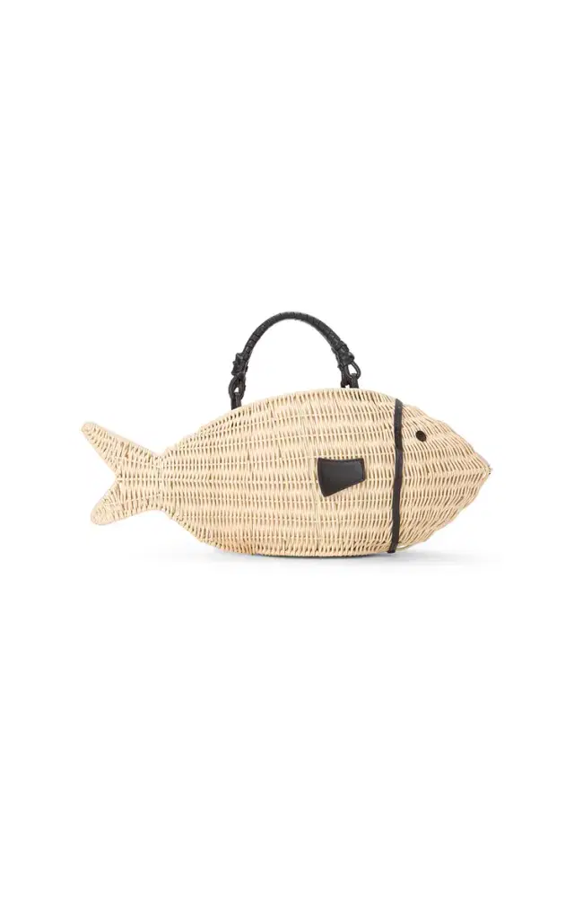 STAUD Cleo Fish Wicker-Leather Tote