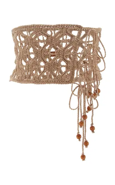 PARDOhats Exclusive La Isla Anzu Beaded Crocheted Linen Belt | Thumbnail 1