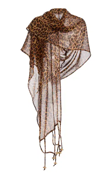 PARDOhats Exclusive La Isla Sahara Beaded Leopard-Print Silk Hooded Scarf | Thumbnail 6 PARDOhats Exclusive La Isla Sahara Beaded Leopard-Print Silk Hooded Scarf | Thumbnail 6