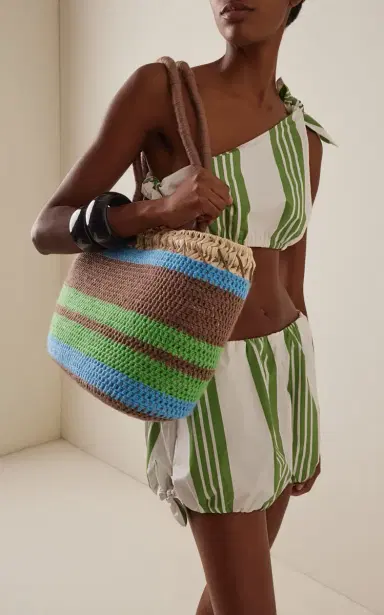 Kilometre Paris Exclusive La Isla Striped Raffia Tote Bag | Thumbnail 2