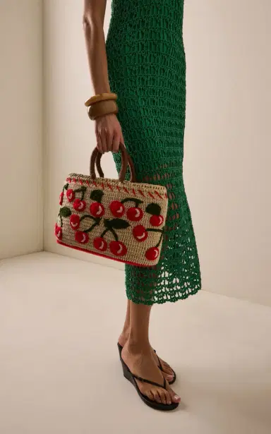 Kilometre Paris Exclusive La Isla Mon Cherry Raffia Tote Bag | Thumbnail 2