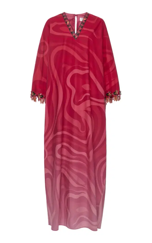 Pucci Exclusive La Isla Embroidered Kaftan Maxi Dress