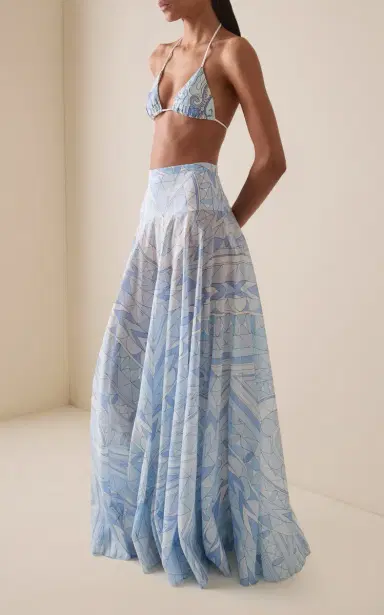 PUCCI Pleated Cotton Muslin Maxi Skirt | Thumbnail 2