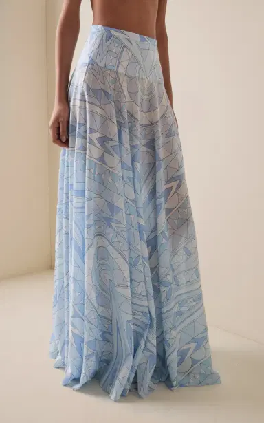 PUCCI Pleated Cotton Muslin Maxi Skirt | Thumbnail 3