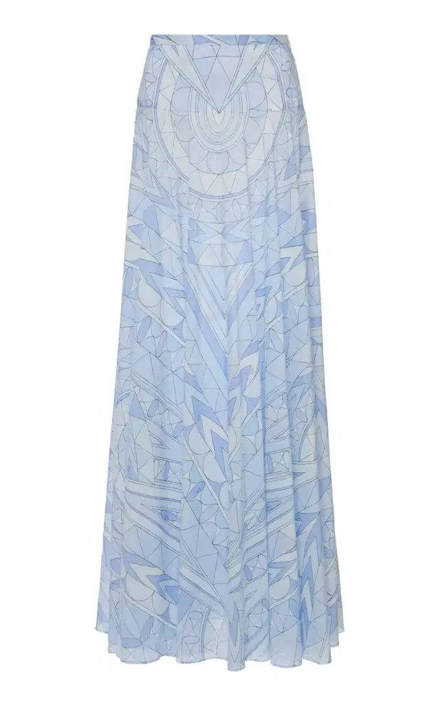 Pucci Pleated Cotton Muslin Maxi Skirt