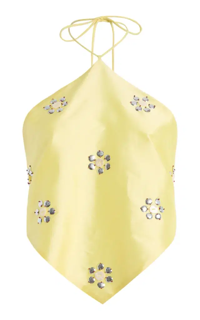 CHAN LUU Exclusive La Isla Embellished Taffeta Triangle Halter Top