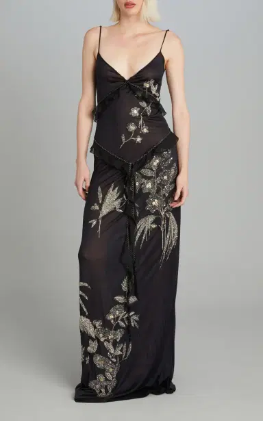 Wiederhoeft Arbe Embroidered Silk Jersey Dress | Thumbnail 6