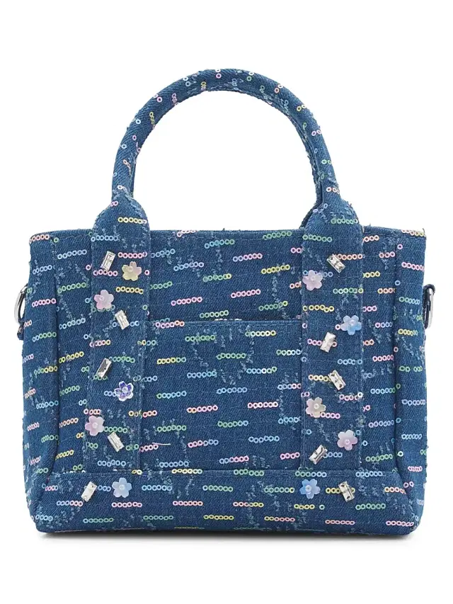Bari Lynn Girl's Embellished Denim Tote Bag - Blue