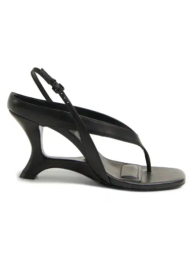 Simkhai Women's Darya 80MM Leather Wedge Sandals - Black - Size 7 | Thumbnail 1 Simkhai Women's Darya 80MM Leather Wedge Sandals - Black - Size 7 | Thumbnail 1