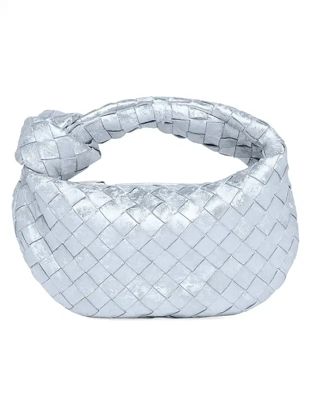 Bottega Veneta Women's Jodie Mini Metallic Intrecciato Leather Top Handle Bag - Pickle Silver