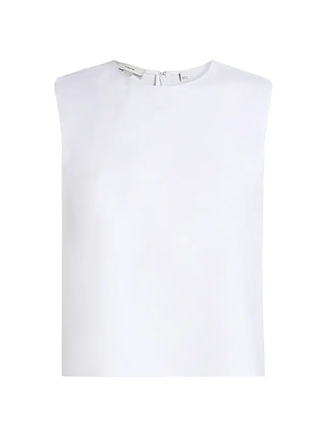 Vince Women's Linen-Blend Crewneck Shell Top - Optic White