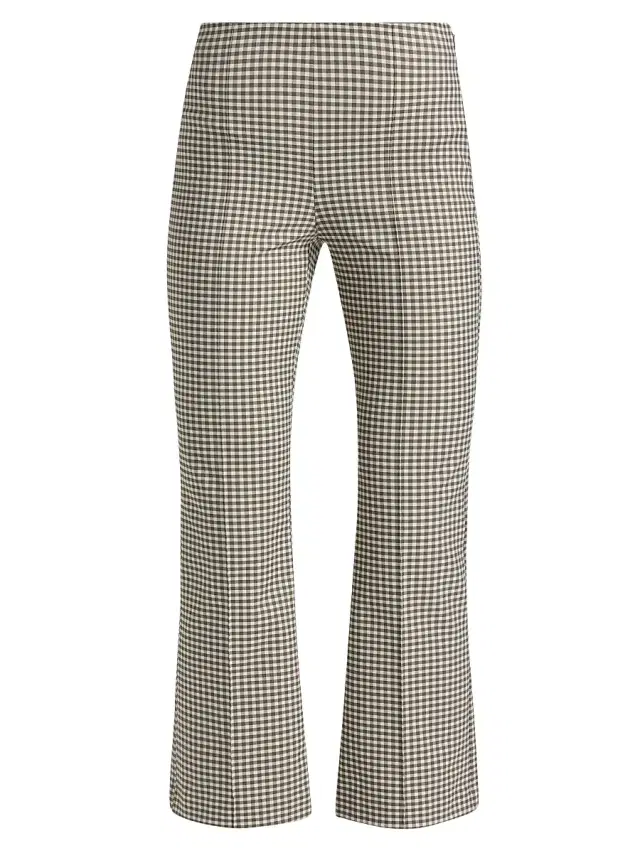 Vince Women's Niki Gingham Kick-Flare Crop Pants - Tapenade Gingham