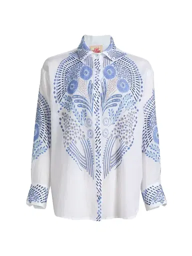 Johnny Was Women's Palladium Embroidered Button-Front Shirt - White | Thumbnail 1