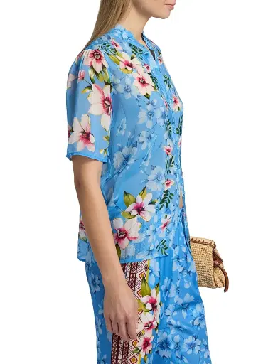 Johnny Was Women's Geneva Floral Button-Front Blouse - Geneva Scarf - Size Large | Thumbnail 4