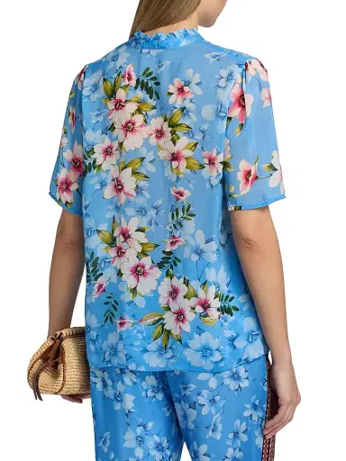 Johnny Was Women's Geneva Floral Button-Front Blouse - Geneva Scarf - Size Large | Thumbnail 5