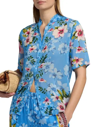Johnny Was Women's Geneva Floral Button-Front Blouse - Geneva Scarf - Size Large | Thumbnail 6