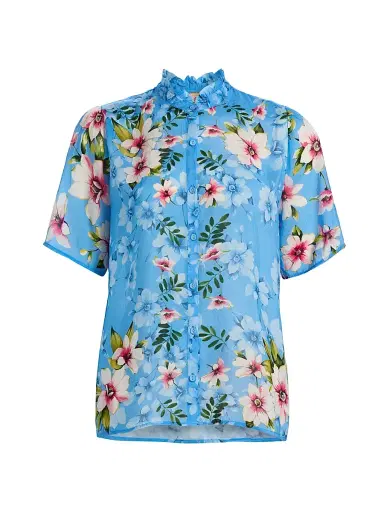 Johnny Was Women's Geneva Floral Button-Front Blouse - Geneva Scarf - Size Large | Thumbnail 1