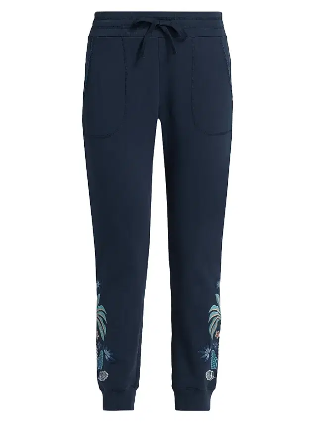 Women's Una Embroidered French Terry Joggers - Blue Night