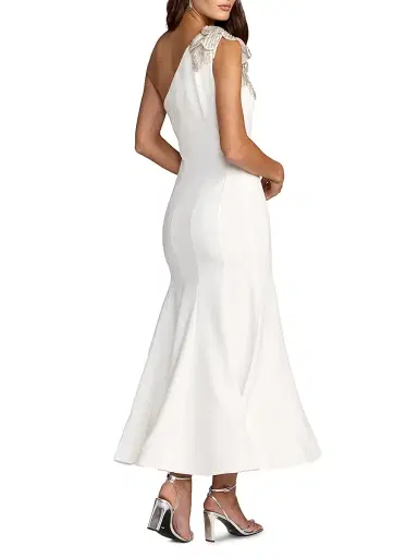 Mac Duggal Women's Embellished Crepe One-Shoulder Mermaid Midi-Dress - Ivory - Size 14 | Thumbnail 2