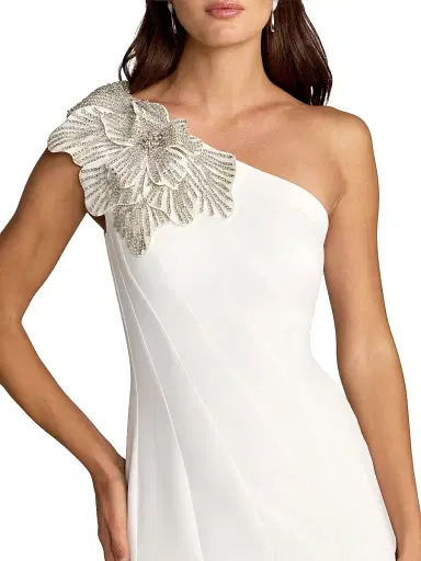 Mac Duggal Women's Embellished Crepe One-Shoulder Mermaid Midi-Dress - Ivory - Size 14 | Thumbnail 3