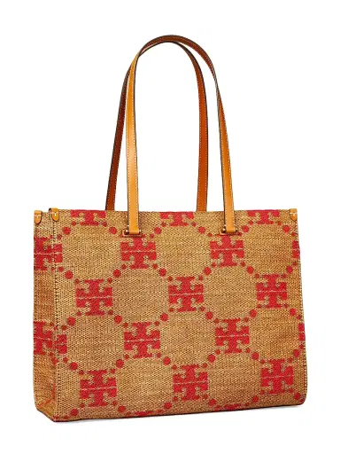 Tory Burch Women's T Monogram Straw Tote Bag - Natural | Thumbnail 2