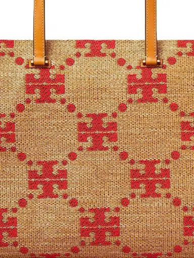 Tory Burch Women's T Monogram Straw Tote Bag - Natural | Thumbnail 4