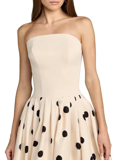Mac Duggal Women's Polka Dot Crepe Strapless Midi-Dress - Ecru Multi - Size 14 | Thumbnail 3 Mac Duggal Women's Polka Dot Crepe Strapless Midi-Dress - Ecru Multi - Size 14 | Thumbnail 3