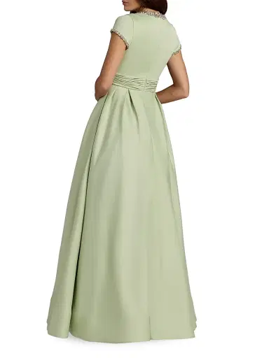 Mac Duggal Women's Embellished Satin Cap-Sleeve Gown - Sage - Size 16 | Thumbnail 2
