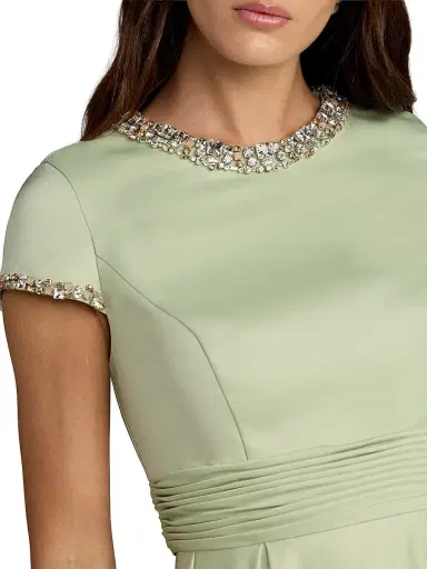 Mac Duggal Women's Embellished Satin Cap-Sleeve Gown - Sage - Size 16 | Thumbnail 3