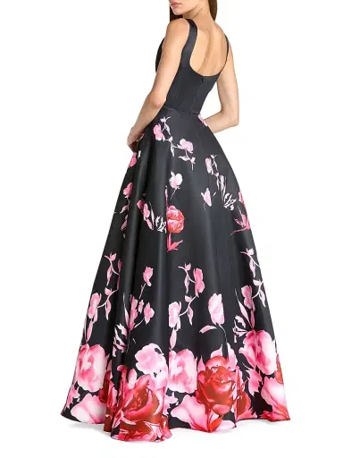 Mac Duggal Women's Floral Satin Ball Gown - Black Multi - Size 16 | Thumbnail 2 Mac Duggal Women's Floral Satin Ball Gown - Black Multi - Size 16 | Thumbnail 2