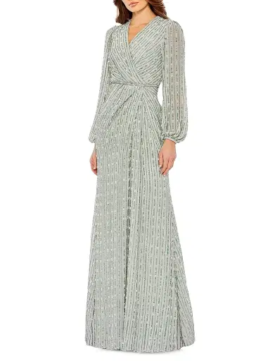 Mac Duggal Women's Embellished Surplice Gown - Sage - Size 24 | Thumbnail 1 Mac Duggal Women's Embellished Surplice Gown - Sage - Size 24 | Thumbnail 1