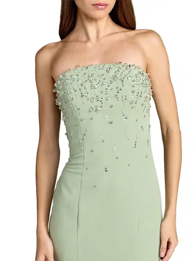 Mac Duggal Women's Embellished Strapless Crepe Mermaid Gown - Sage - Size 12 | Thumbnail 3
