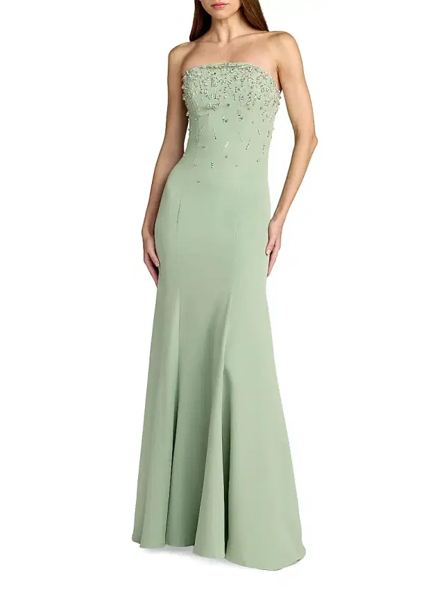 Mac Duggal Women's Embellished Strapless Crepe Mermaid Gown - Sage