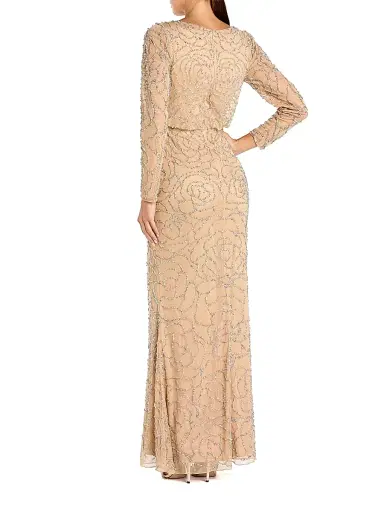 Mac Duggal Women's Metallic Floral Gown - Beige Silver | Thumbnail 2