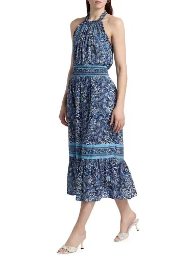 Ramy Brook Women's Delia Printed Cotton Midi-Dress - Navy Floral - Size XL | Thumbnail 2 Ramy Brook Women's Delia Printed Cotton Midi-Dress - Navy Floral - Size XL | Thumbnail 2