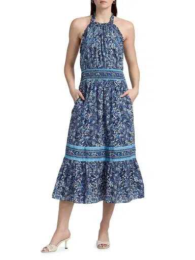 Ramy Brook Women's Delia Printed Cotton Midi-Dress - Navy Floral - Size XL | Thumbnail 3 Ramy Brook Women's Delia Printed Cotton Midi-Dress - Navy Floral - Size XL | Thumbnail 3