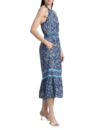 Ramy Brook Women's Delia Printed Cotton Midi-Dress - Navy Floral - Size XL | Thumbnail 4 Ramy Brook Women's Delia Printed Cotton Midi-Dress - Navy Floral - Size XL | Thumbnail 4