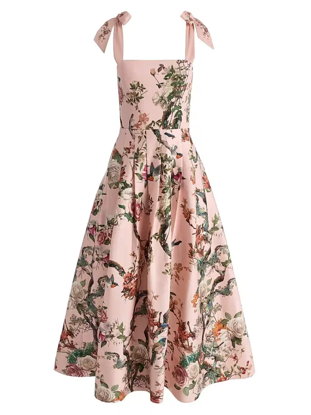 Women's Hana Floral Stretch-Cotton Midi-Dress - Sunset Grove English Rose