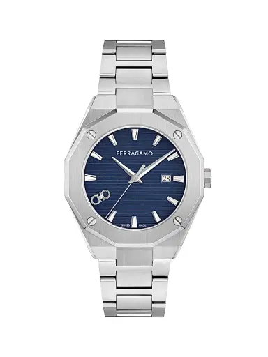 FERRAGAMO Men's Ferragamo Edge Stainless Steel Bracelet Watch/40MM - Stainless Steel Blue Dial | Thumbnail 1
