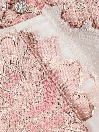 ALICE + OLIVIA Women's Loryn Metallic Brocade Tiered Minidress - English Rose | Thumbnail 7