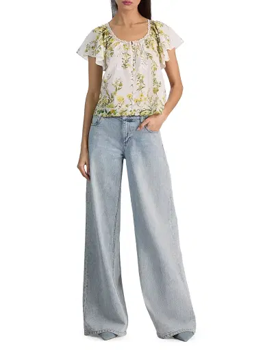 Alice + Olivia Women's Odette Floral Cotton Top | Thumbnail 2