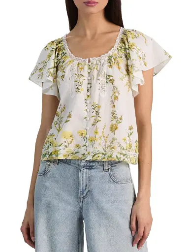 Alice + Olivia Women's Odette Floral Cotton Top | Thumbnail 3