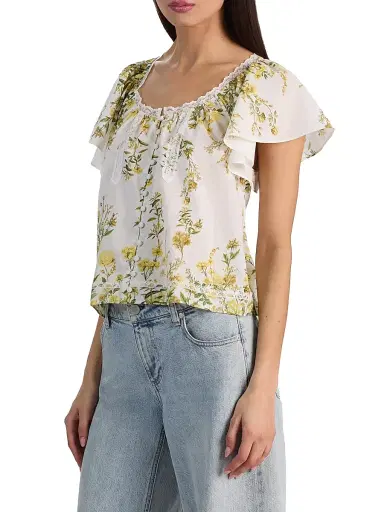 Alice + Olivia Women's Odette Floral Cotton Top | Thumbnail 4